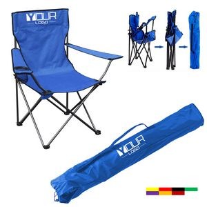 Portable Folding Beach Chair with Arm Rest Cup Holder and Carrying Bag