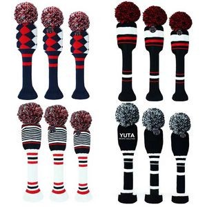 Knit Golf Club Head Covers Fairway Hybrids With Number Tag