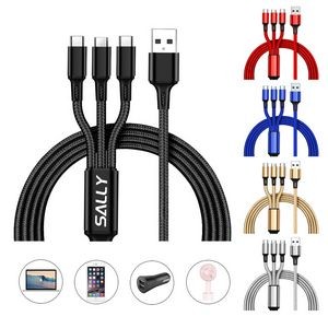 Multi-Charging 3-In-1 Nylon Braided Usb Cable