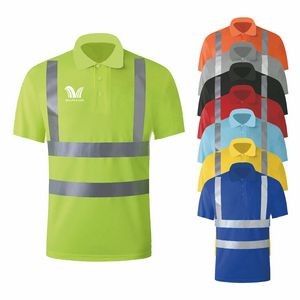 High Visibility Reflective Construction Safety Polo T Shirt