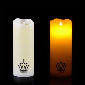 6"x2" Flameless Pillar Moving Wick Candle Oblique Top