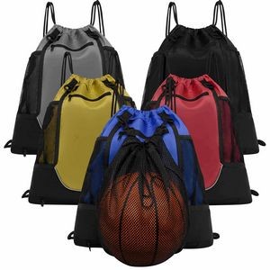 Basketball Net Pocket Drawstring Backpack Bags