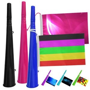 Plastic Vuvuzela Horn w/Flag