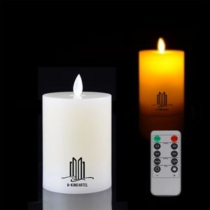 4" x 3" Flameless Pillar Moving Wick Faux Candle With Remote