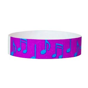 Music Notes Tyvek Wristband (Pre-Printed)