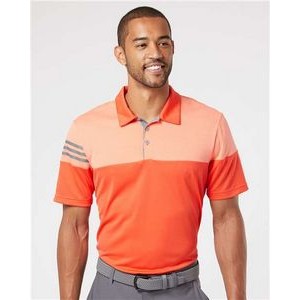 Adidas - Heathered 3-Stripes Colorblocked Polo