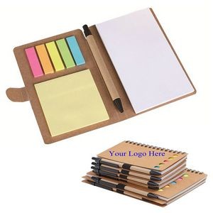 Kraft Paper Notebook with Sticky Notes Colored Page Notebook