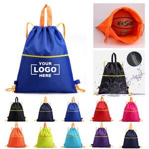 Waterproof Drawstring Backpack Cinch Bags w/ Front Pocket