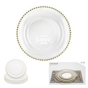 12.9" Pearl Edge Glass Round Dishes Dinnerware Plate