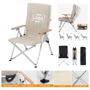 Folding Outdoor Camping Recliner Chairs With Wood Handle