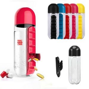 600 ML 2-in-1 Water Bottle with 7 Daily Pill Box