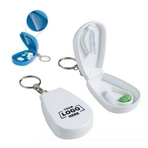 Portable Safe Pill Cutter Box Keychain With As Blade