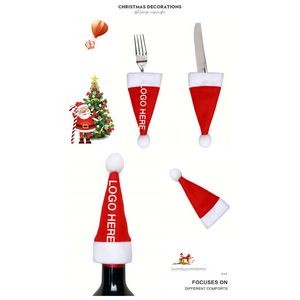 Christmas Santa Hat Cutlery Cover Holder Pockets