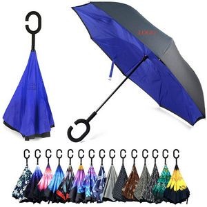 Reverse Upside Down Umbrella With C-Shaped Handle