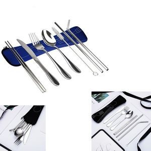 7 Pcs Stainless Steel Flatware Set With Case