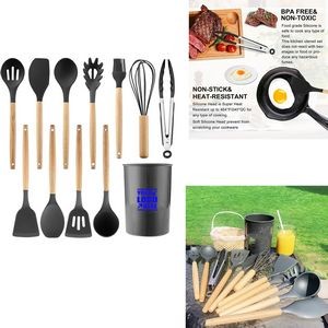 12 Pcs Silicone and Wooden Kitchen Cooking Utensils Tool Set