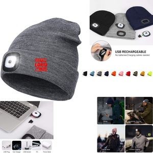 USB Rechargeable Knitted Hat With Light