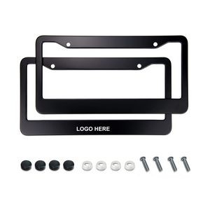 License Plate Frame Black Matte ABS with Screw Caps