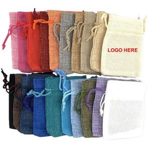 Colorful Linen Drawstring Bag