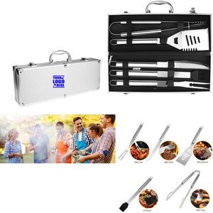5 Pieces Stainless BBQ Tool Set With Aluminum Case