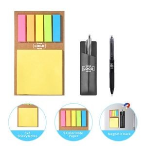 Magnetic Colored Sticky Notes And Flags With Pen Holder