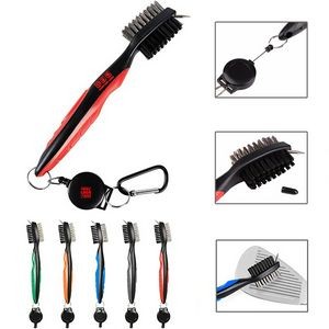 Golf Club Brush Groove Cleaner with Retractable Zip-line