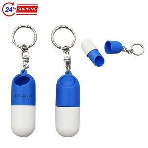 Capsule-Shaped Pill Box With Keychain
