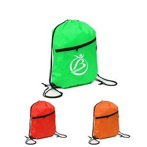 Zippered Drawstring Backpack w/ Earbud Outlet