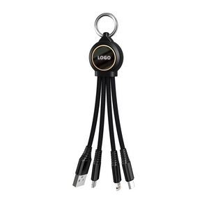 Light Up Logo 3 In 1 Charging Cable w/Key Ring