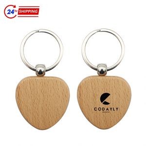 Heart-Shaped Wooden Keychain
