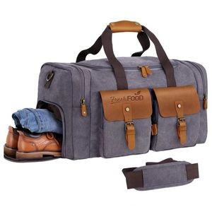 Leather Canvas Travel Overnight Weekender Duffel Bag