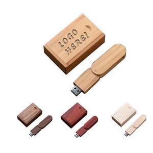 Swivel USB Flash Drive in Wooden Box