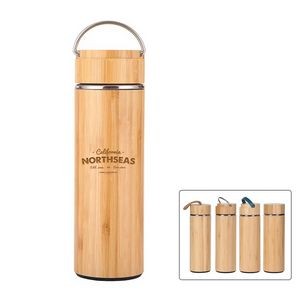 15 Oz. Bamboo Vacuum Bottle W/ Handle