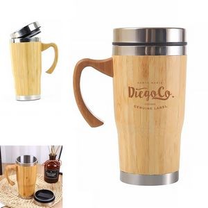15 Oz. Bamboo Vacuum Insulated Cup Tumbler W/Handle
