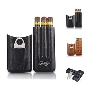 Portable 2 Tube Cigar Case with Cigar Cutter
