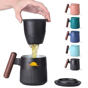 10 Oz Ceramic Teacup with Infuser & Lid