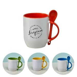 11oz Two-Tone Ceramic Coffee Mug With Spoon(Standard Shipped)