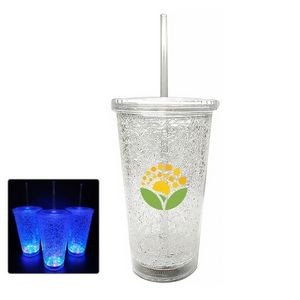 17 Oz. LED Light-Up Ice Drink Tumbler W/ Straw