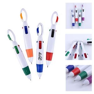 4-in-1 Multicolor Retractable Pen with Carabiner