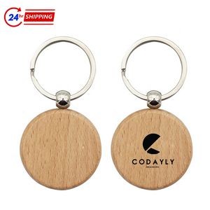 Round Wooden Keychain