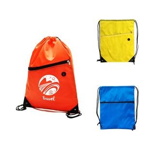 Drawstring Sports Bag W/ Front Zipper
