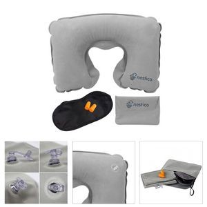 Inflatable Pillow Eye mask ear plug Travel Set