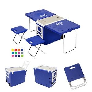 Foldable Outdoor Picnic Table With Cooler Box