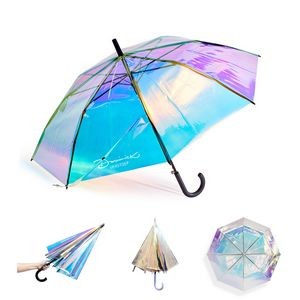 Holographic Iridescent Transparent Umbrella
