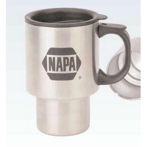 16 Oz. Stainless Steel Mug W/ Safety Lid (Screened)