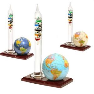4" Globe With Wood Base & 12" Galileo Thermometer