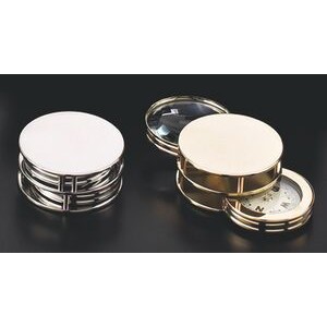 Deluxe Chrome Plated Brass Magnifier (2x) Compass & Paper Weight (Screen)