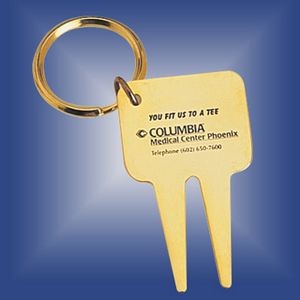 Gold Plated Golf Divot Key Ring - ON SALE - LIMITED STOCK