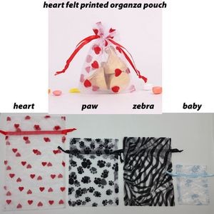 Felt Printed Organza Pouch (Heart Design)