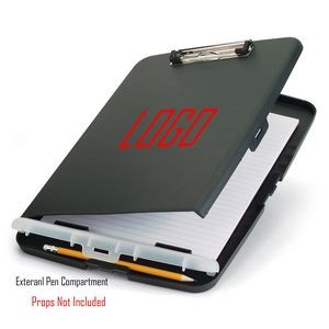 Clipboard, Slim Storage Box, w/Low Profile Clip and Separate External Storage Compartment for Pens
